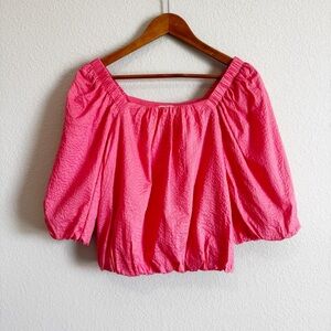 AYR The Midsummer Peach Pink Bubble Textured Square Neck Top Size XS